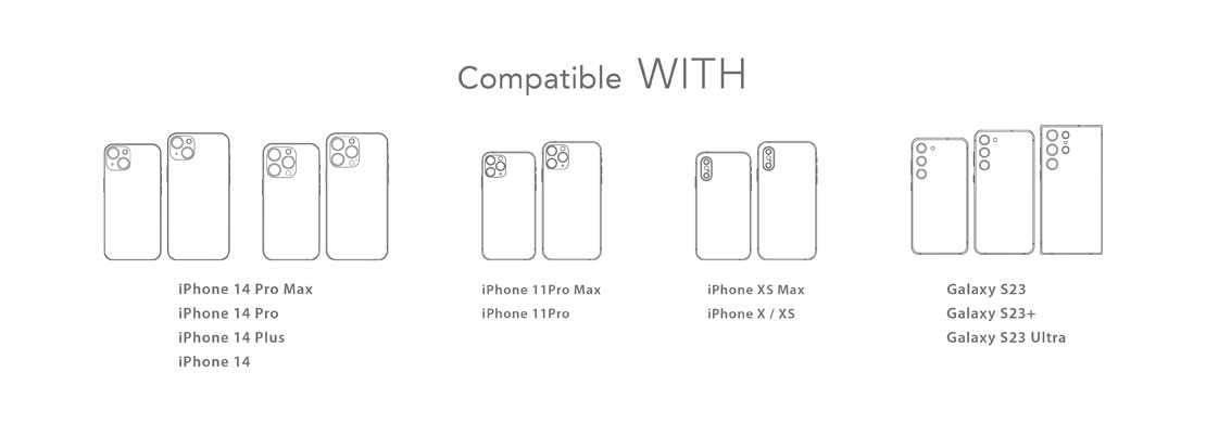 Compatible with: iPhone 11 Pro, iPhone 11 Pro Max, iPhone X / XS, iPhone XS Max Compatible with: iPhone 11 Pro, iPhone 11 Pro Max, iPhone X / XS, iPhone XS Max